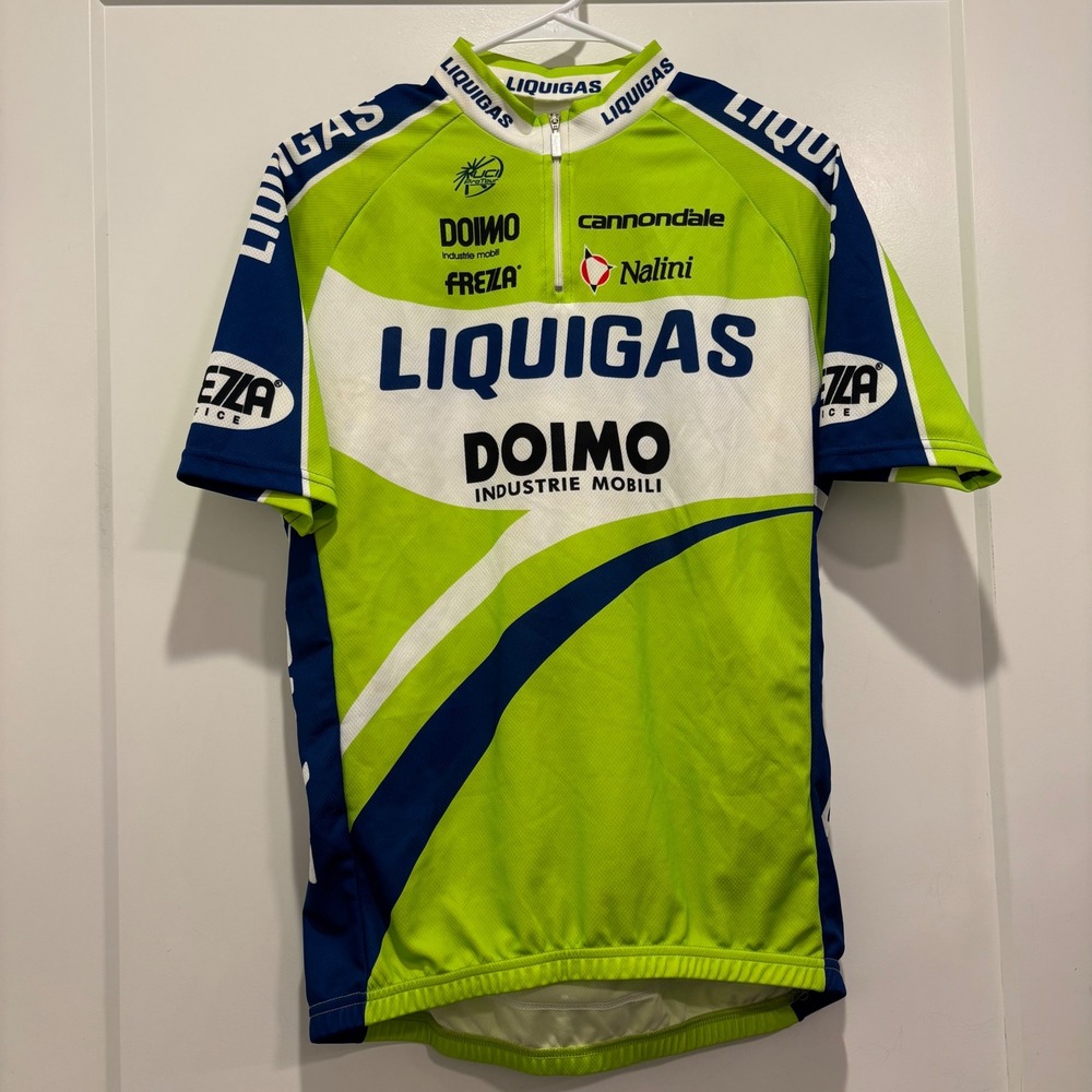 Nalini Liquigas Cannondale Cycling Jersey Green Blue White Size 5 Made in Italy